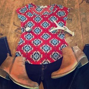 WF Aztec Print T-shirt Size Medium runs Small